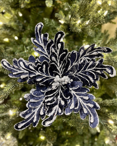 MIDNIGHT BLUE WITH SILVER DETAIL FLOWER JXG155