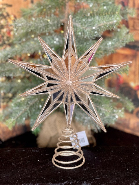 9 POINT MIRRORED CHAMPAGNE STAR TREE TOPPER BXM004