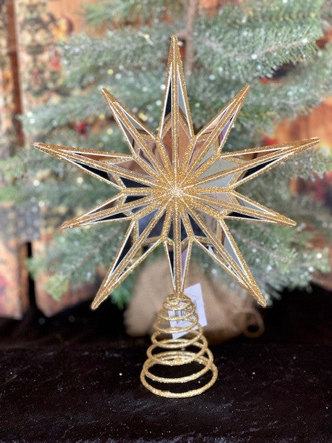 9 POINT MIRRORED GOLD STAR TREE TOPPER BXM005