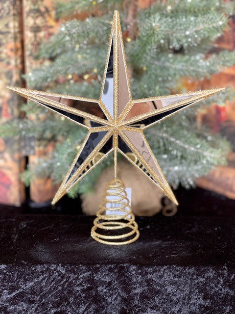 5 POINT MIRRORED GOLD STAR TREE TOPPER BXM009
