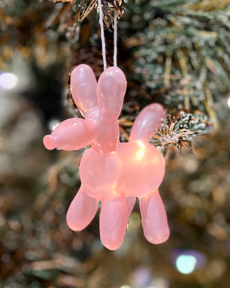 PEARL PINK DOG BALLOON ANIMAL HANGING ORNAMENT BXW006