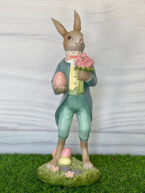 MR RABBIT WITH BOUQUET & EGG KTEM009