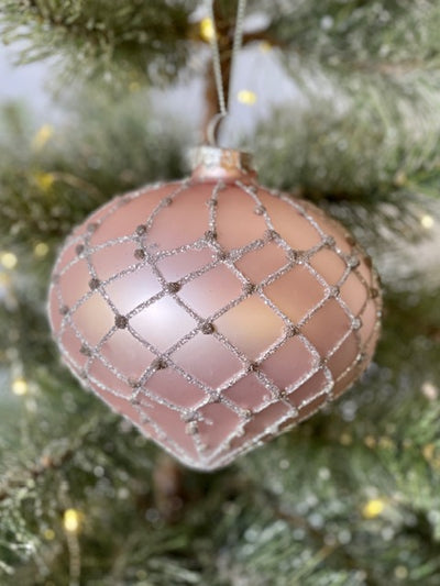 PINK FINE DESIGN ONION GLASS HANGING ORNAMENT MA075