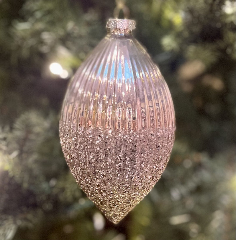 CHAMPAGNE LINED OMBRE TEARDROP ORNAMENT MA125