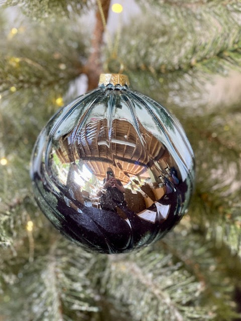SHINY BLUE ROUND GLASS HANGING ORNAMENT MA152