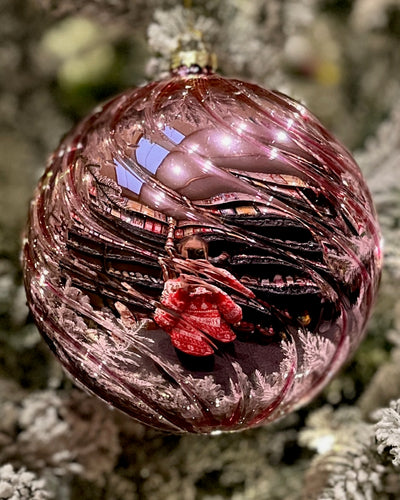 15CM SHINY PINK GLASS ROUND HANGING ORNAMENT MA159
