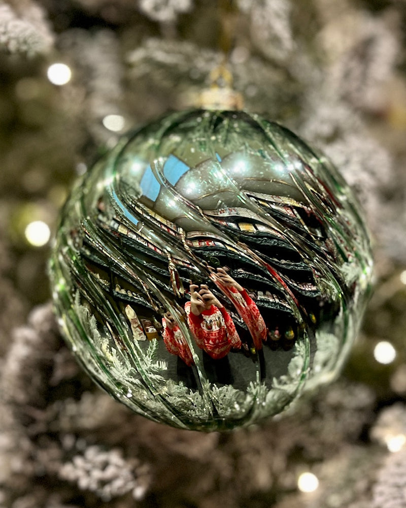 15CM SHINY MINT GLASS ROUND HANGING ORNAMENT MA163