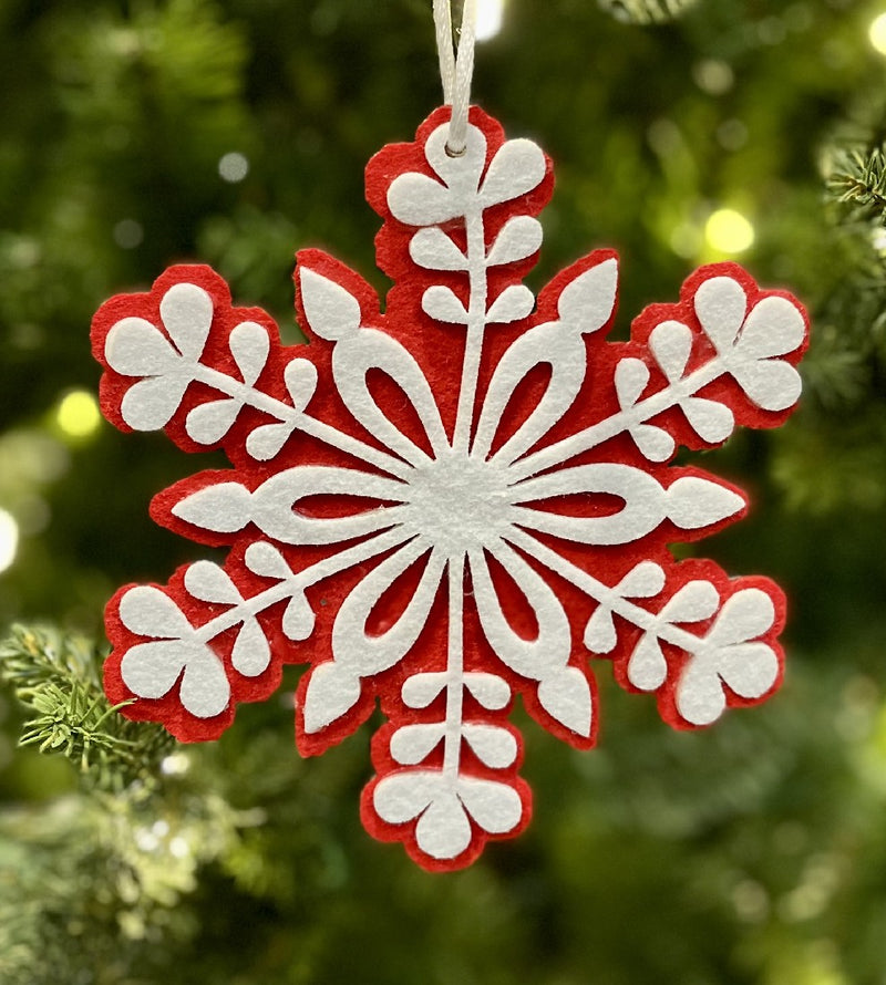 SM RED WHITE SNOWFLAKE HANGING ORNAMENT MG090
