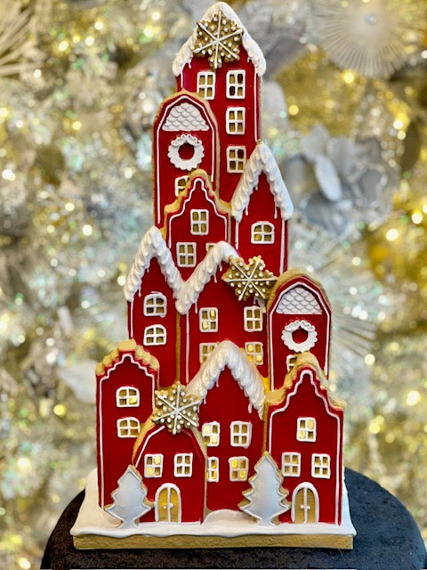 RED GINGERBREAD LED VILLAGE SCENE MT012