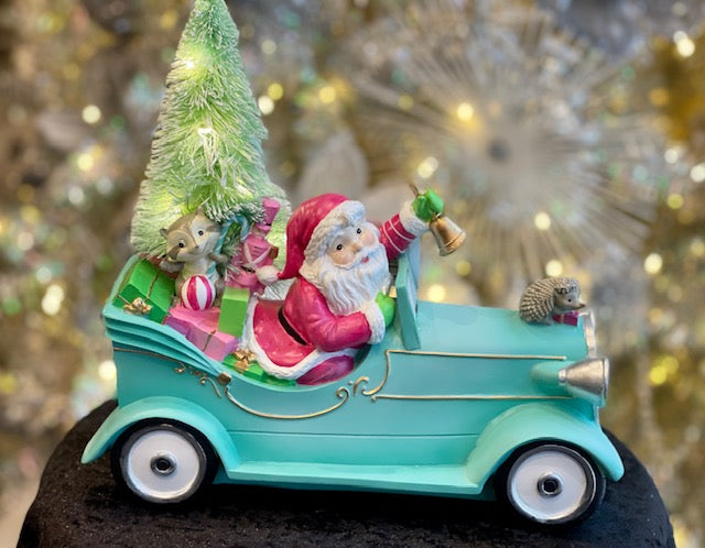 CLASSIC CAR SANTA LED MT045