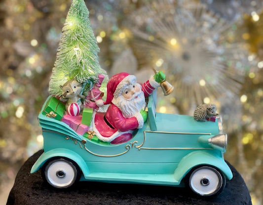 CLASSIC CAR SANTA LED MT045