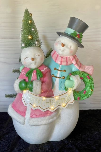 VINTAGE SNOWMAN COUPLE MT065 (pick up in store only)