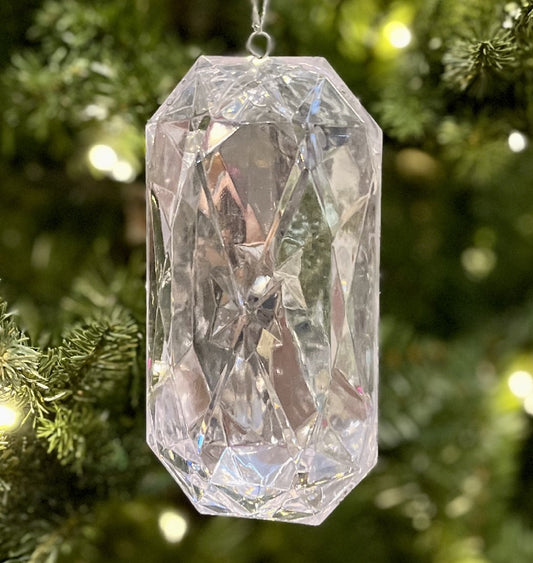 LARGE CLEAR EMERALD CUT ORNAMENT MZ008