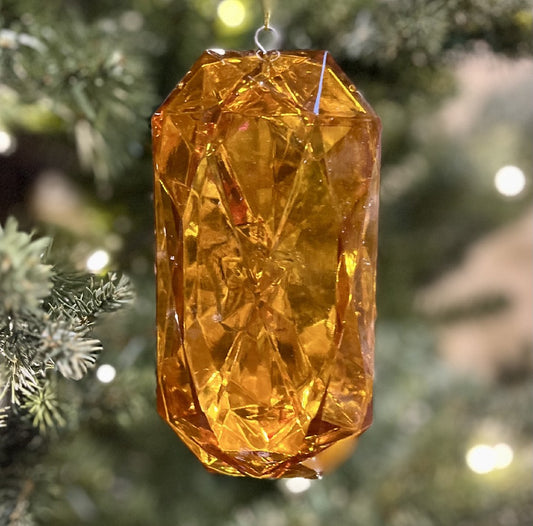 LARGE AMBER EMERALD CUT ORNAMENT MZ012