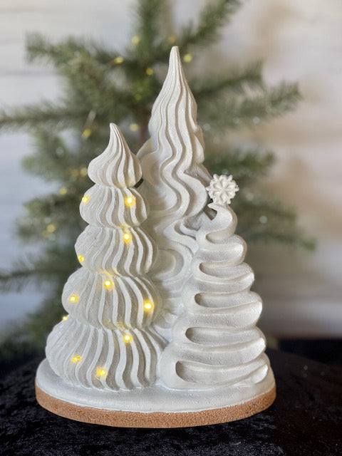 WHITE MERINGUE TREES LED TRIO MT087