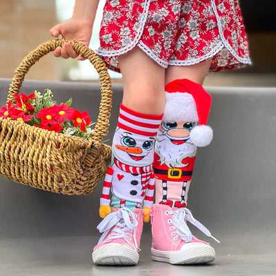 SANTA & SNOWMAN LONG STYLE MISMATCH SOCKS