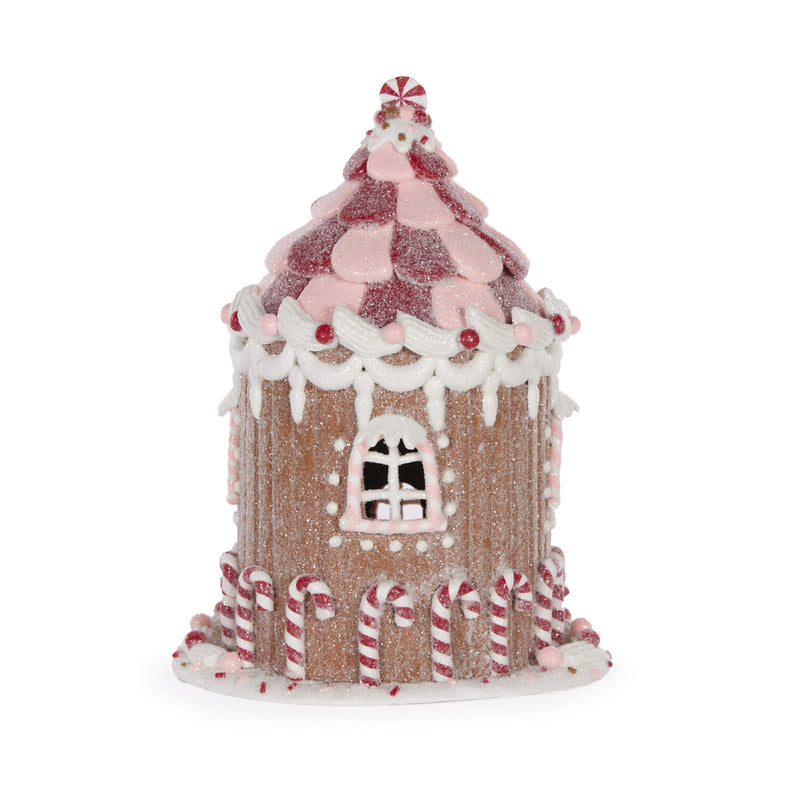 LED PIPED GINGERBREAD HUT CXB017