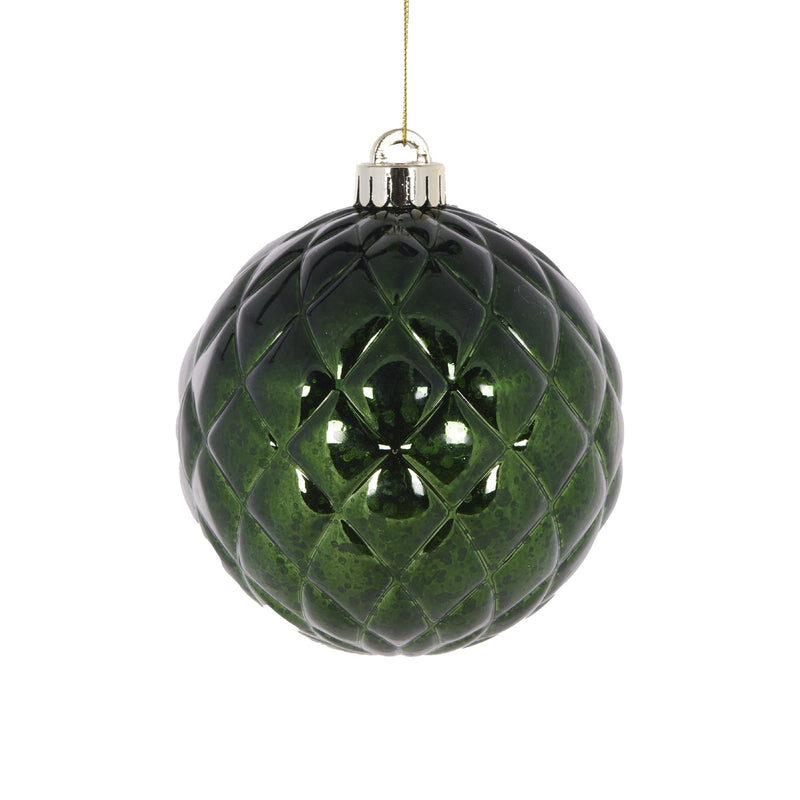 12CM DARK GREEN MERCURY QUILTED BAUBLE CXM023