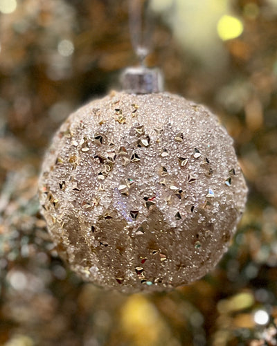 CHAMPAGNE GLITTER SHATTERPROOF BAUBLE CXZ003