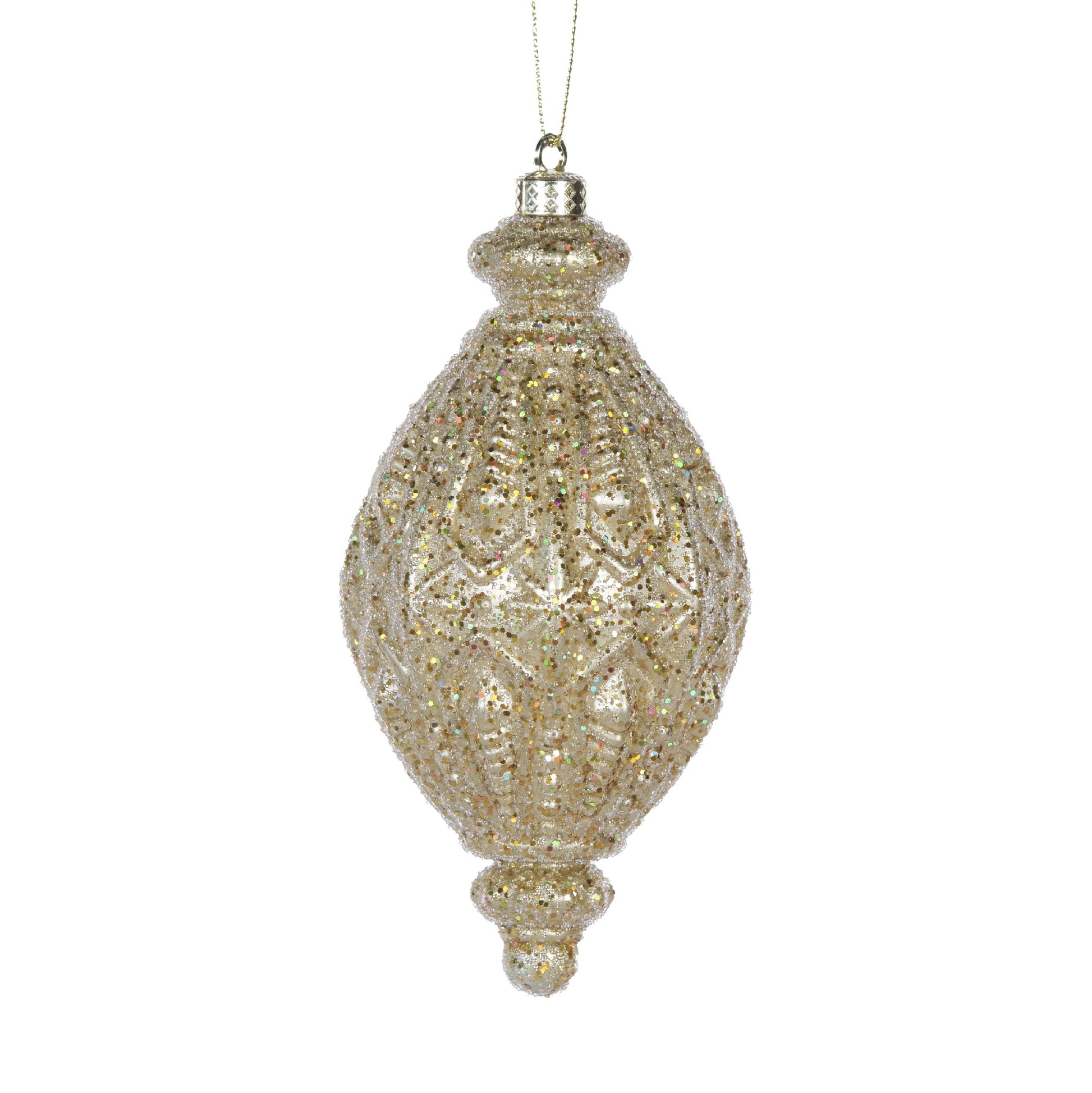 METALLIC GOLD INTRICATE TEARDROP ORNAMENT CXZ044
