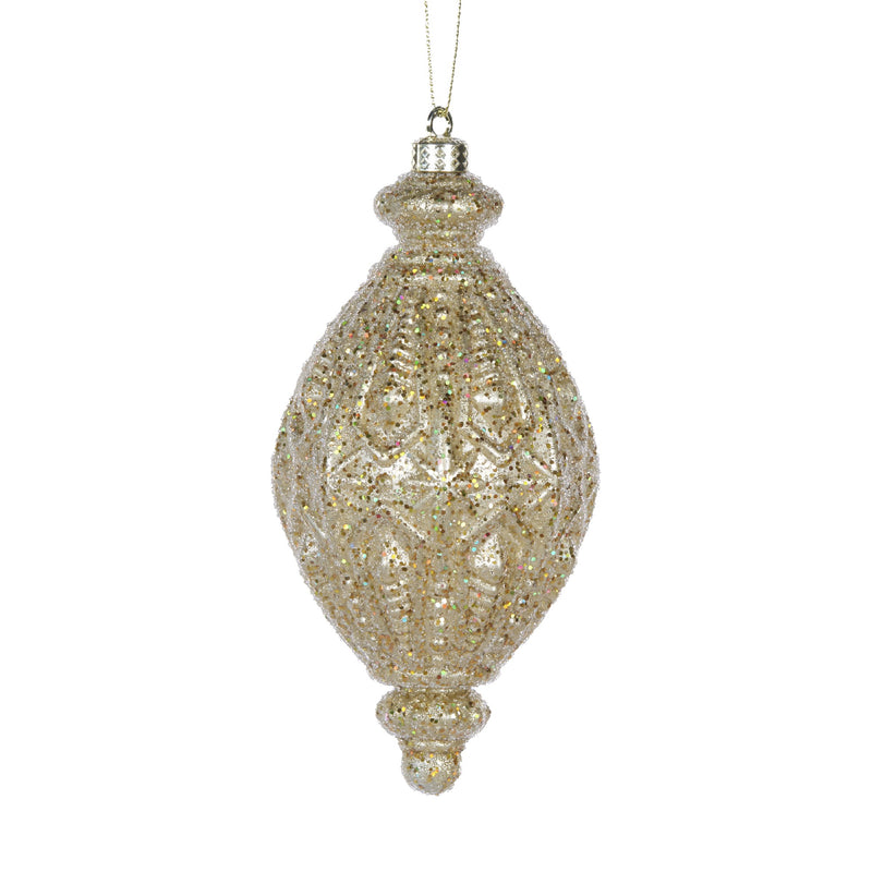 METALLIC GOLD INTRICATE TEARDROP ORNAMENT CXZ044