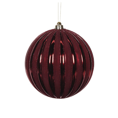 20 CM RED RIBBED BAUBLE DXE028