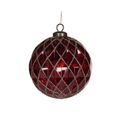 RED EMBELLISHED QUILTED BAUBLE DXE079