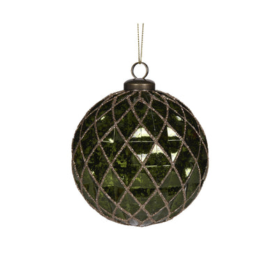 GREEN EMBELLISHED QUILTED BAUBLE DXE080