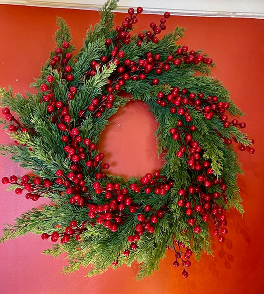 71CM LUXE JUNIPER AND BERRY WREATH DCP002