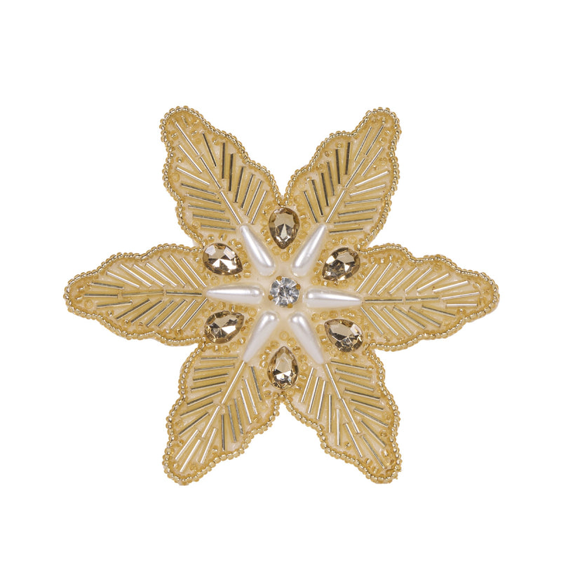 GOLD EMBROIDERED JEWEL SNOWFLAKE HANGING ORNAMENT DCL005