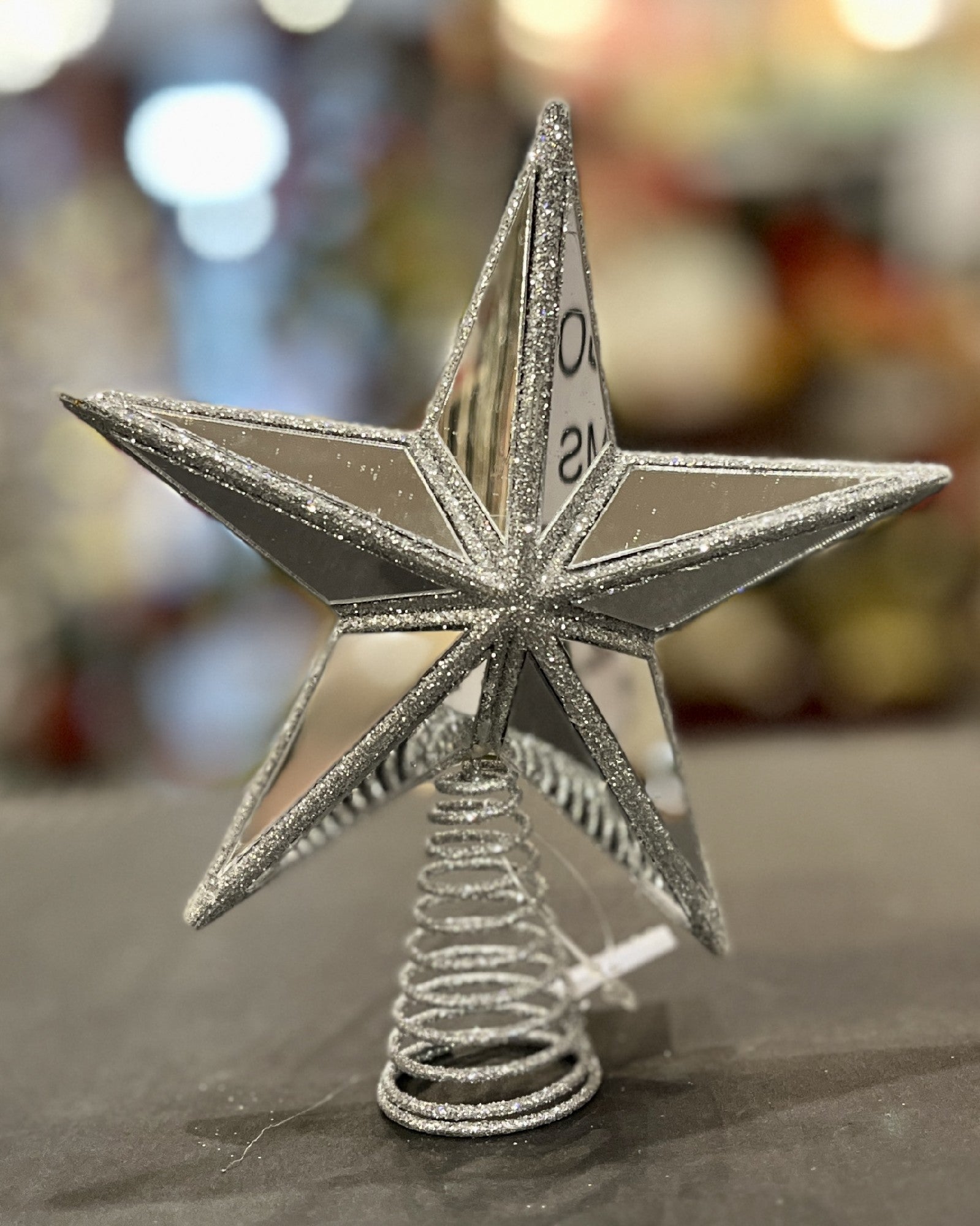 MINI 5 POINT MIRRORED TREE TOPPER STAR SILVER DXM086