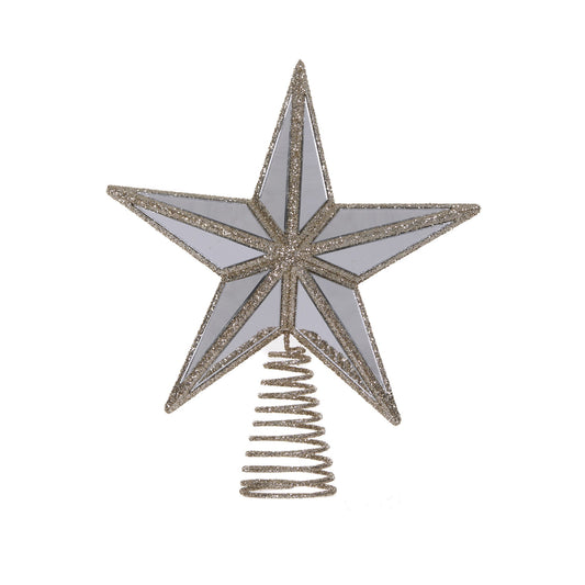 MINI 5 POINT MIRRORED TREE TOPPER STAR CHAMPAGNE DXM087