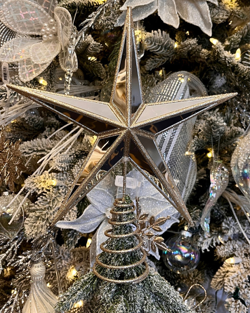 5 POINT MIRRORED CHAMPAGNE STAR TREE TOPPER DXM094