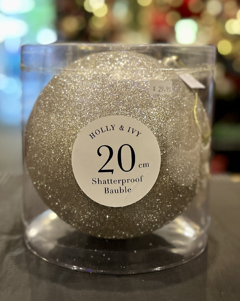 20 CM CHAMPAGNE GLITTER BAUBLE DXC002