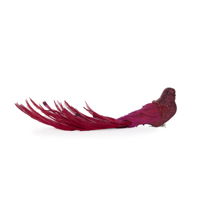 ELABORATE LAYERED RED CLIP ON BIRD DXS036