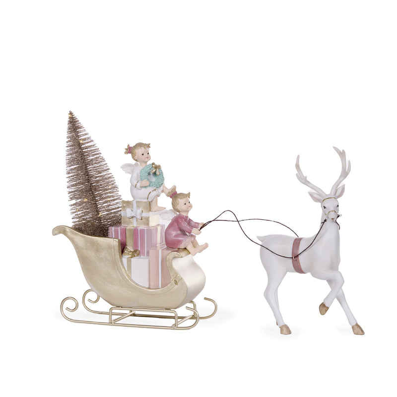 CHILD ANGELS IN SLEIGH WITH REINDEER DCA001