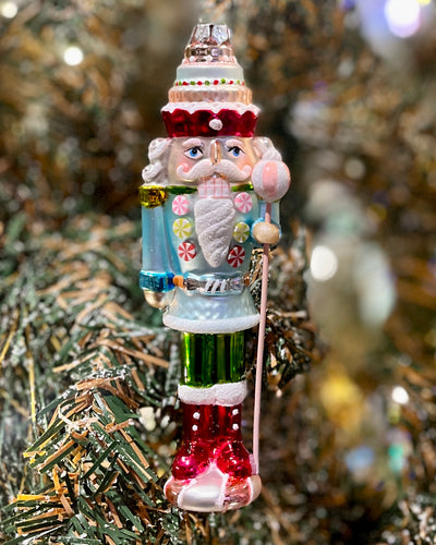 GLASS PASTEL NUTCRACKER HANGING ORNAMENT DXW003