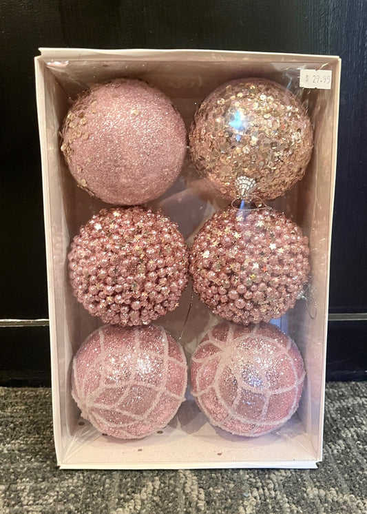 6 PACK PINK SHATTERPROOF BAUBLES DXZ035