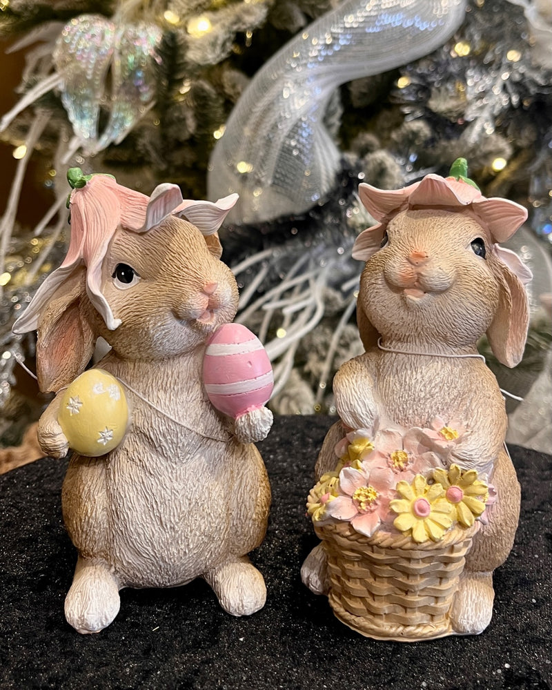 FLORAL GARDEN BUNNY WITH BASKET ESK017A