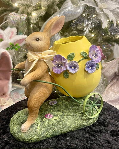 MR FIELDS BUNNY WITH PANSY EGG CART ESA011