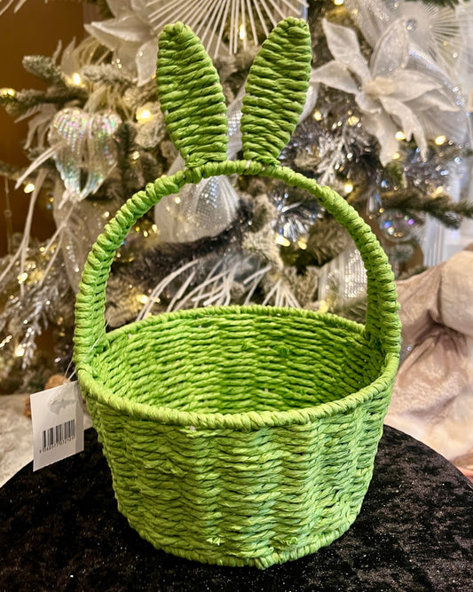 GREEN BUNNY EARS BASKET ESV004