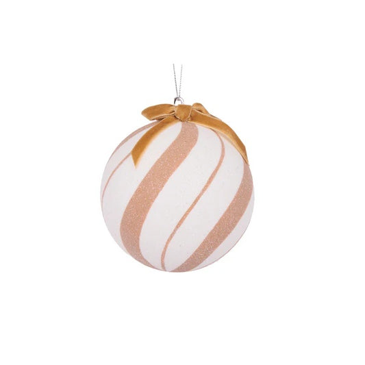 WHITE GINGERBREAD SWIRL BAUBLE EXZ206