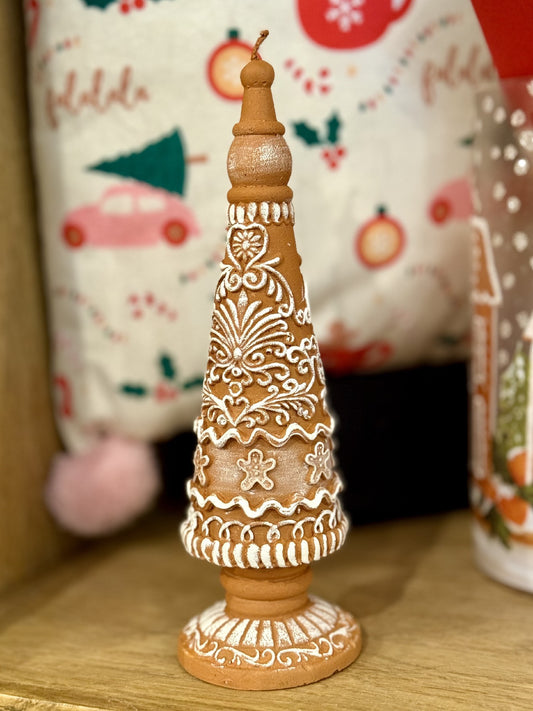 25.5 CM EMBOSSED GINGERBREAD CANDLE EXB001