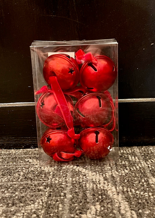 6PACK HANGING RED METAL BELLS ECN026