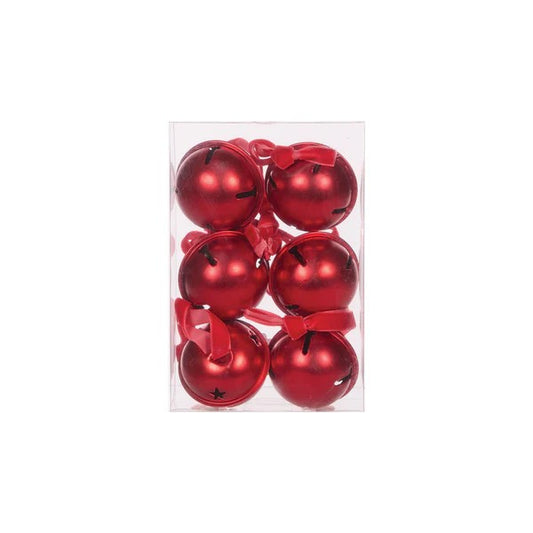 6PACK HANGING RED METAL BELLS ECN026