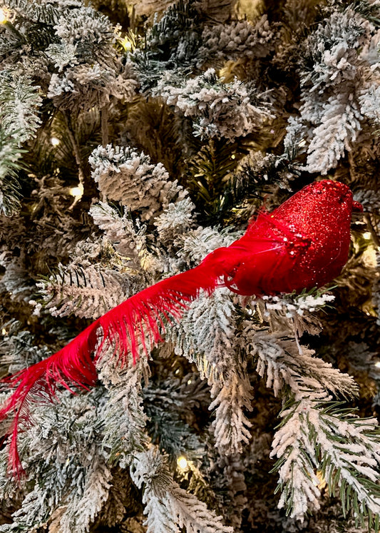 RED EMBELLISHED BIRD CLIP ON EXS020