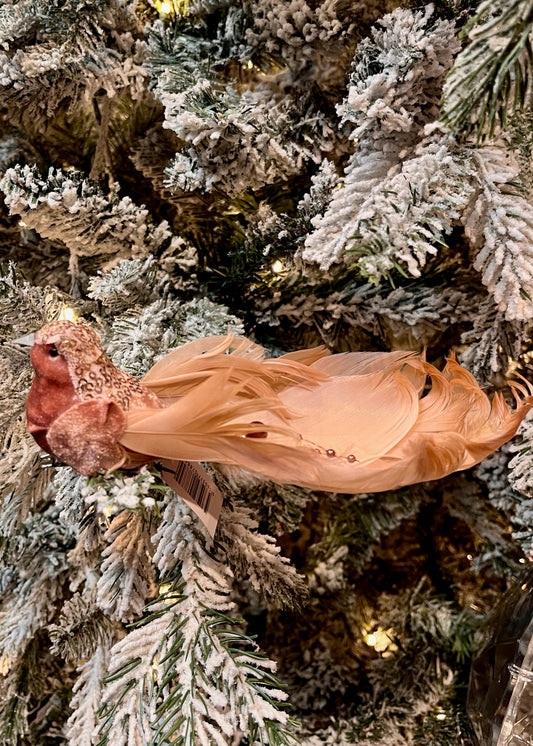 DUSTY PINK ADORNED BIRD CLIP ON EXS031