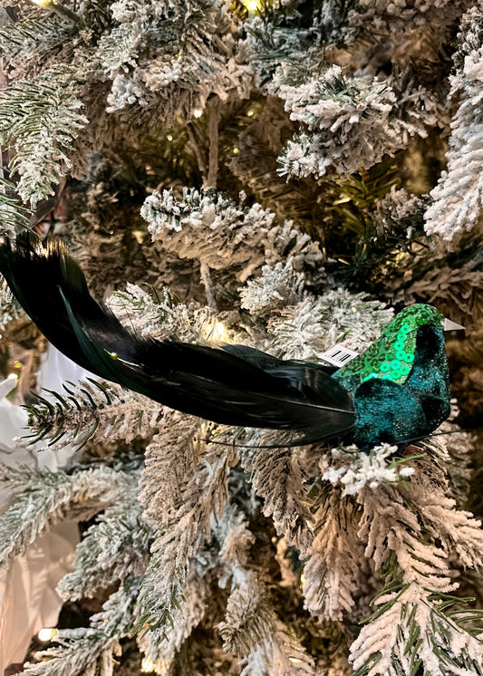 EMERALD ADORNED BIRD CLIP ON EXS037