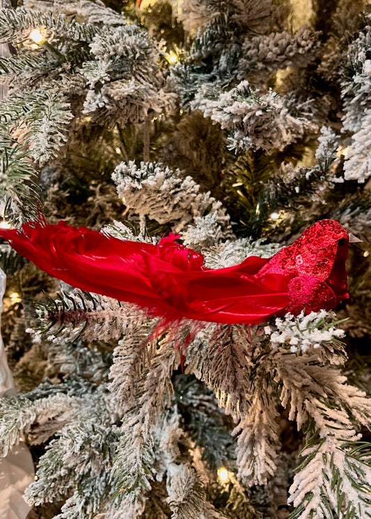 RED ADORNED BIRD CLIP ON EXS039