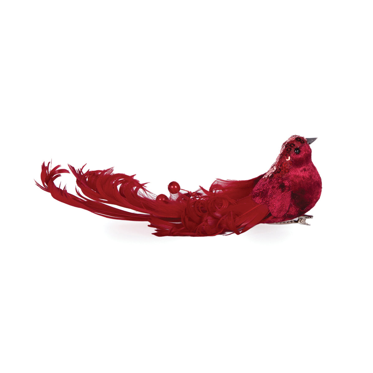 RED ADORNED BIRD CLIP ON EXS039